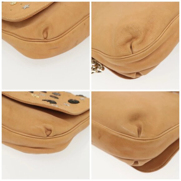 Jimmy Choo Studs Shoulder Bag Leather Beige Gold Auth - Picture 15 of 15